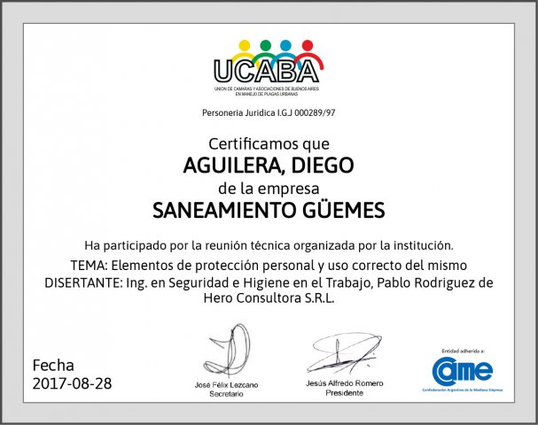Certificado EPP